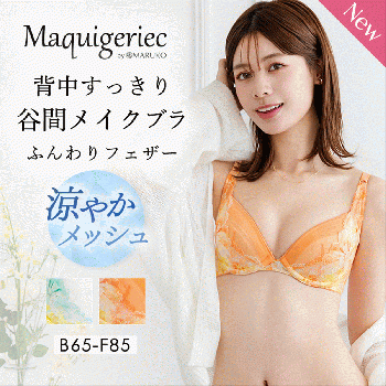 背中すっきり　谷間メイクブラ　ふんわりフェザー　涼やかメッシュ