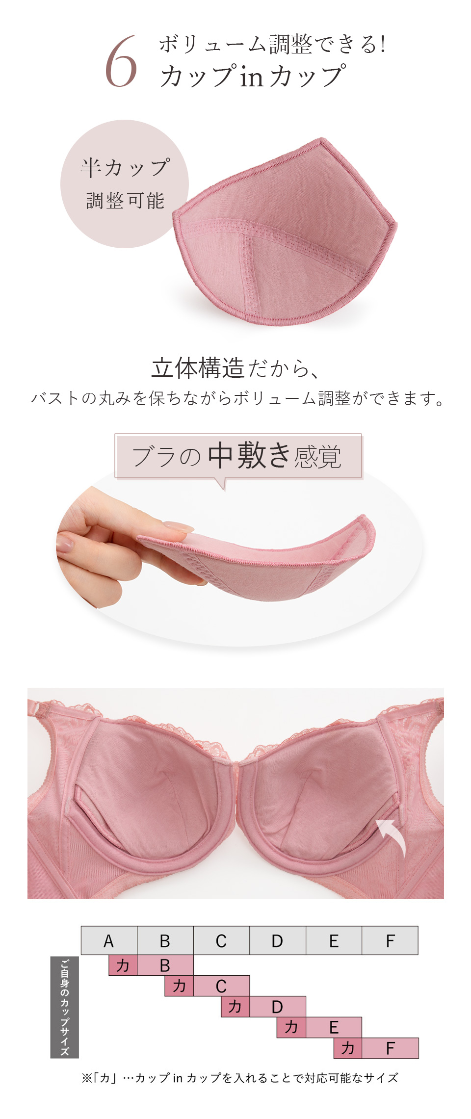 6.ボリューム調整できるカップinカップ